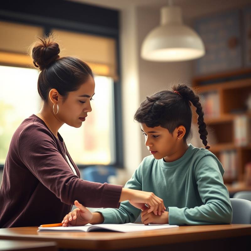 A teacher helping a student with personalized learning plan