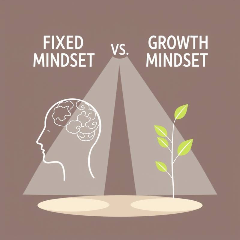 Illustration depicting the difference between a fixed mindset and a growth mindset