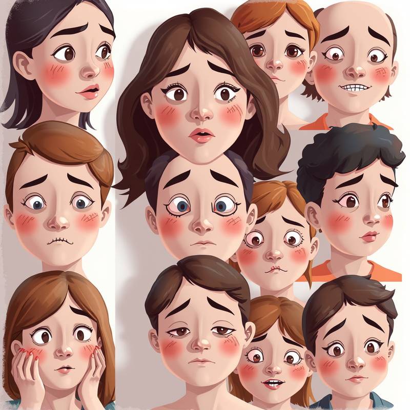 Illustration showing different emotional faces and the concept of emotional intelligence